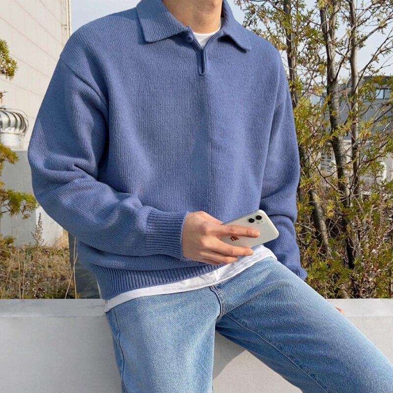 Men’s Wool Polo Sweater – Warm Beige