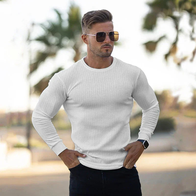 Men’s Slim Fit Sweater | Stretch Cotton Blend | Smart & Athletic Style