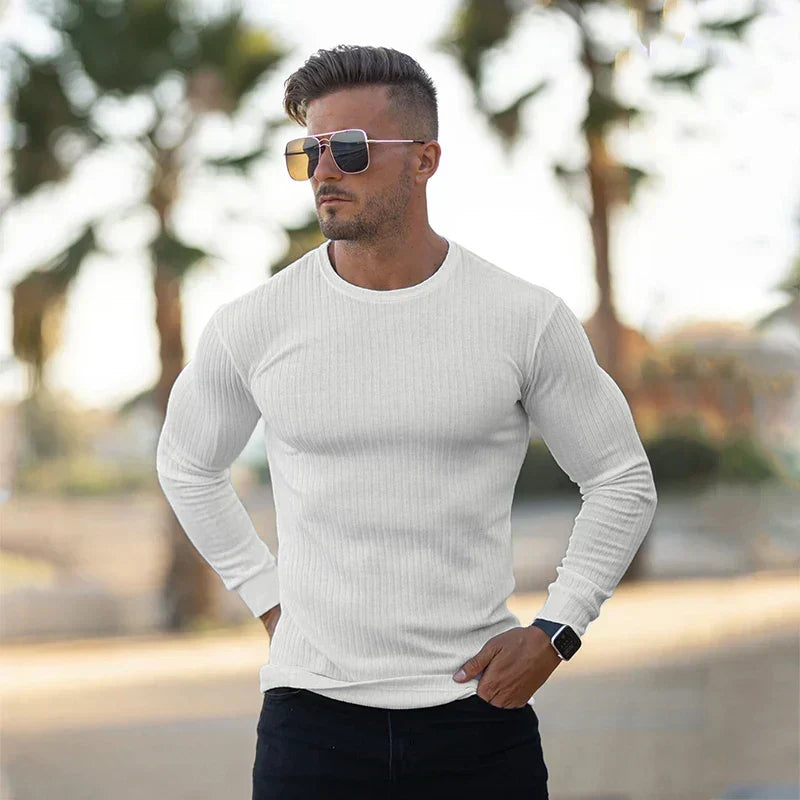 Men’s Slim Fit Sweater | Stretch Cotton Blend | Smart & Athletic Style