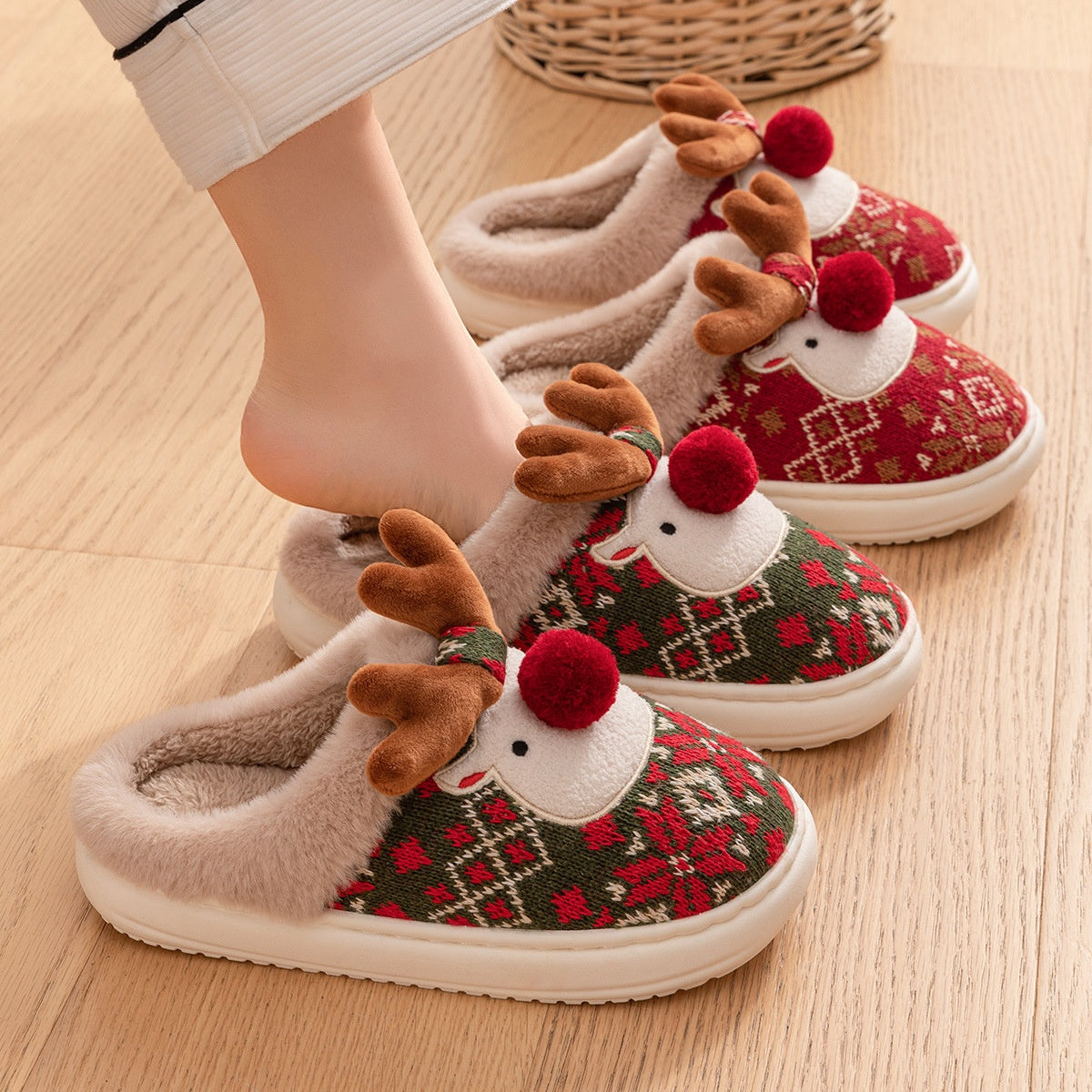 Women’s Winter Slip-On Slippers | Festive