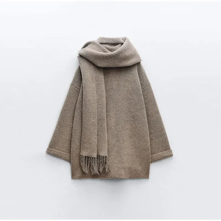 Women’s Warm Wool Cardigan | Scarf