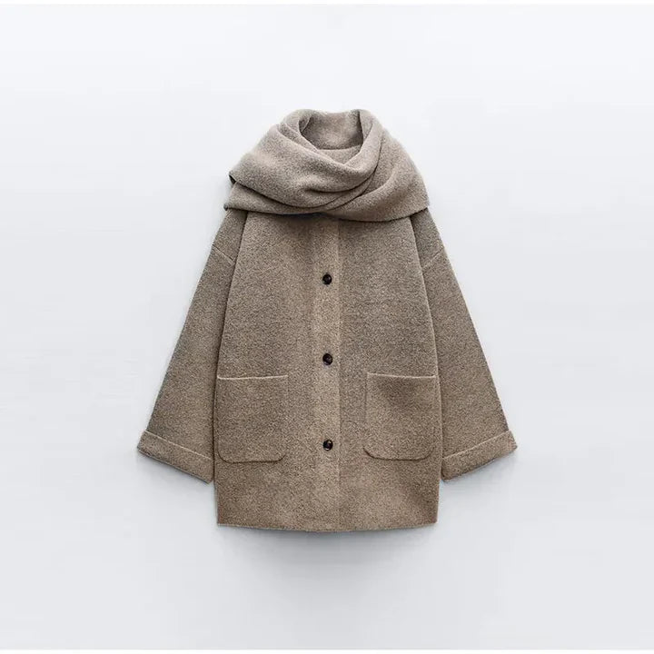 Women’s Warm Wool Cardigan | Scarf