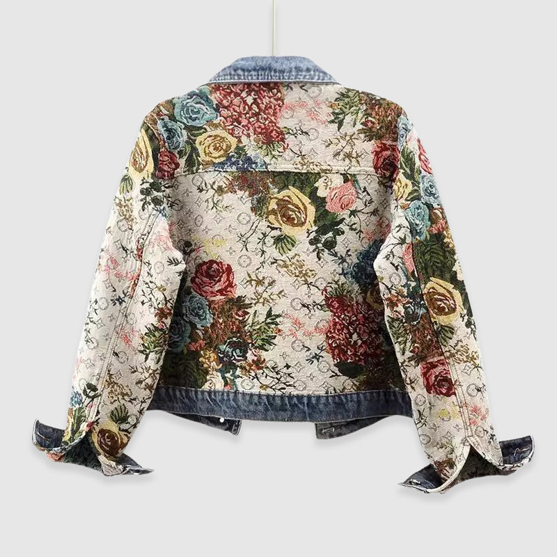 Women’s Floral Patchwork Denim Jacket | Stylish