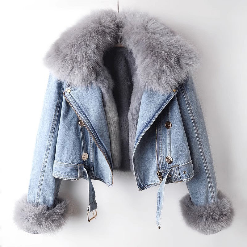 Women’s Faux Fur Collar Denim Jacket | Winter