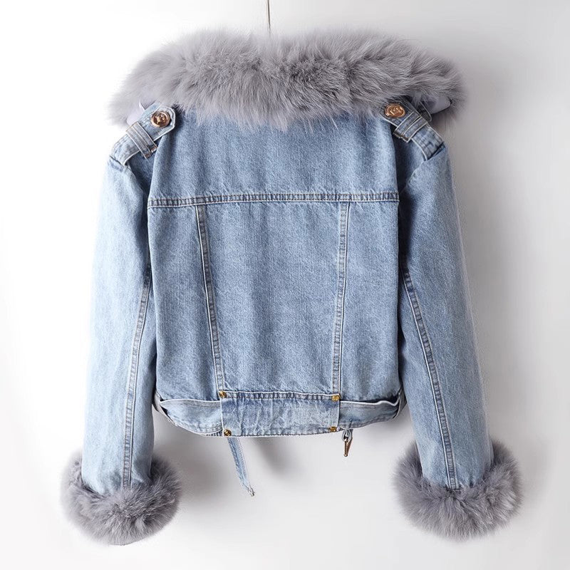 Women’s Faux Fur Collar Denim Jacket | Winter