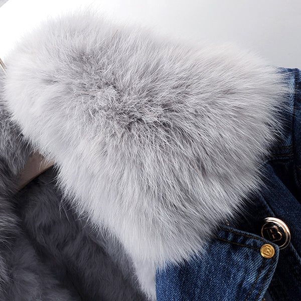 Women’s Faux Fur Collar Denim Jacket | Winter