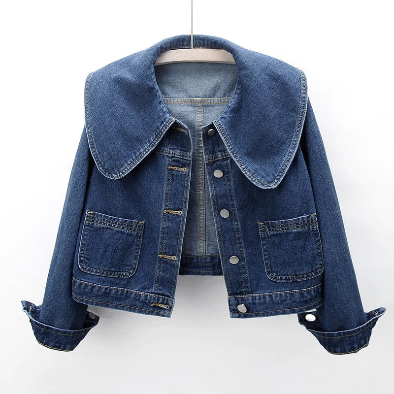 Women’s Oversized Collar Denim Jacket | Casual