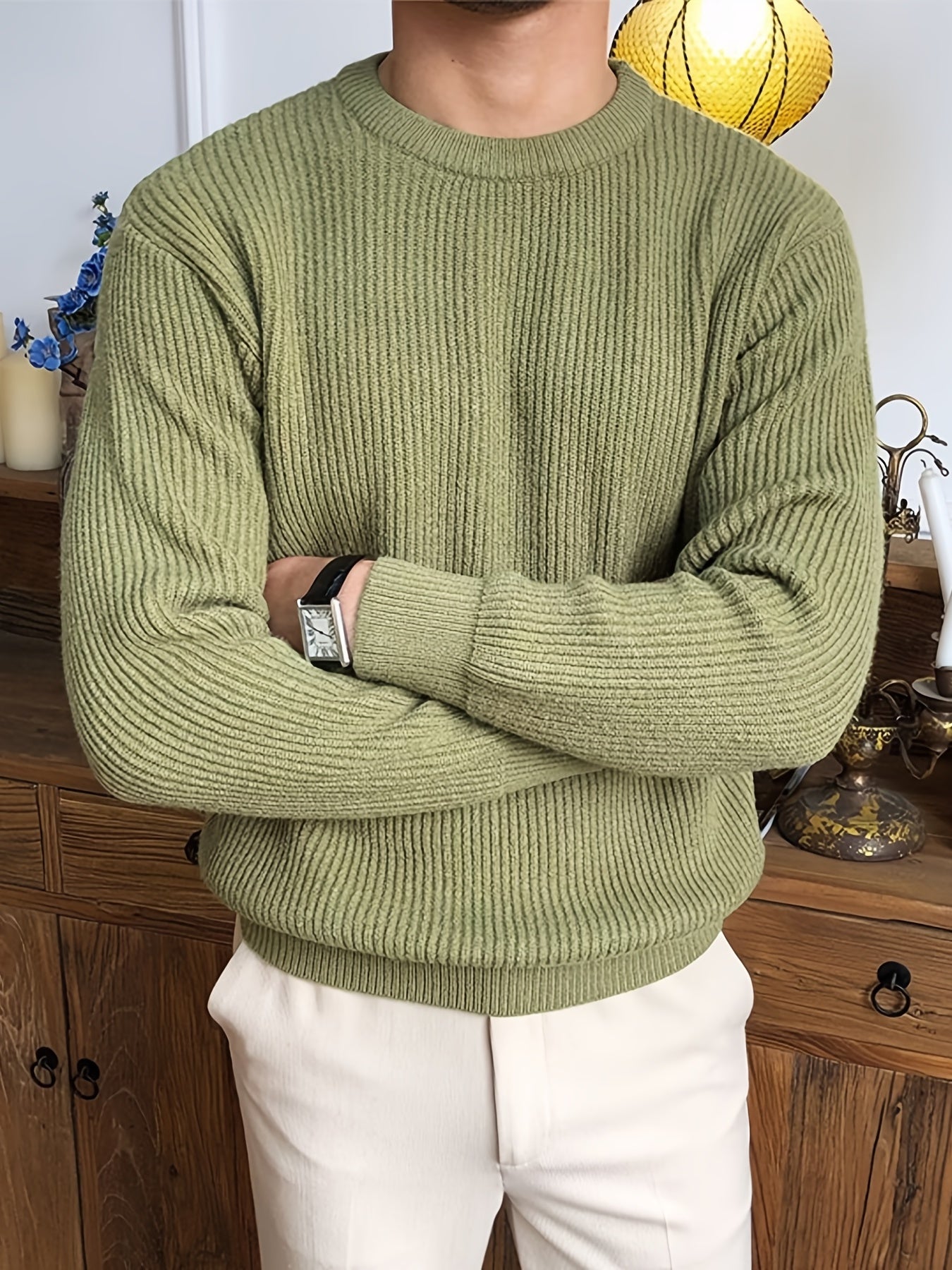 Van Leeuwen Sweater | Gebreide trui met ronde hals voor mannen