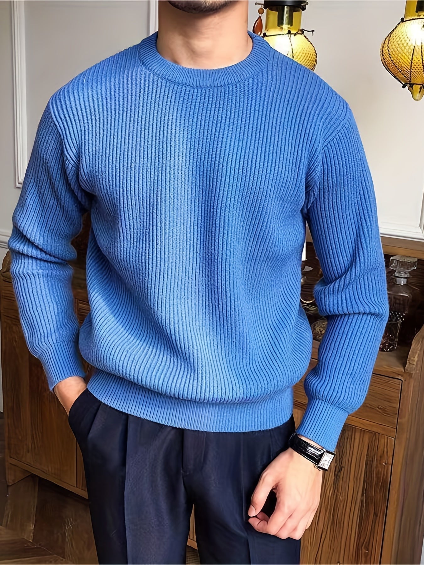 Van Leeuwen Sweater | Gebreide trui met ronde hals voor mannen