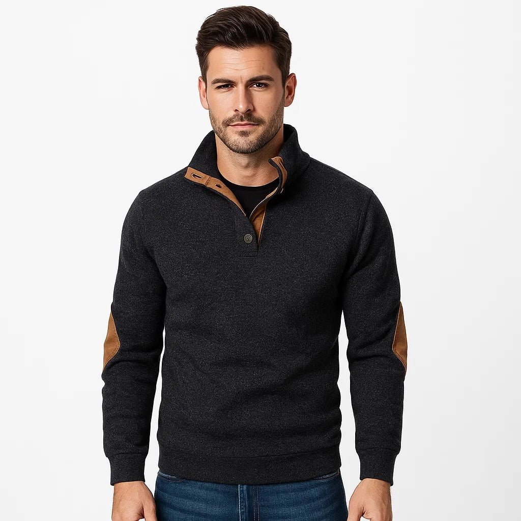 Men’s Leather Accent Sweater | Comfortable