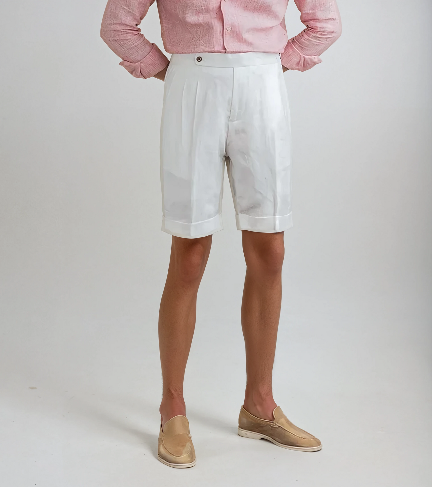 Oxford Geplooide Korte Broek - Wit