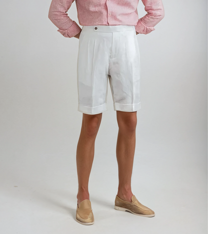 Oxford Geplooide Korte Broek - Wit