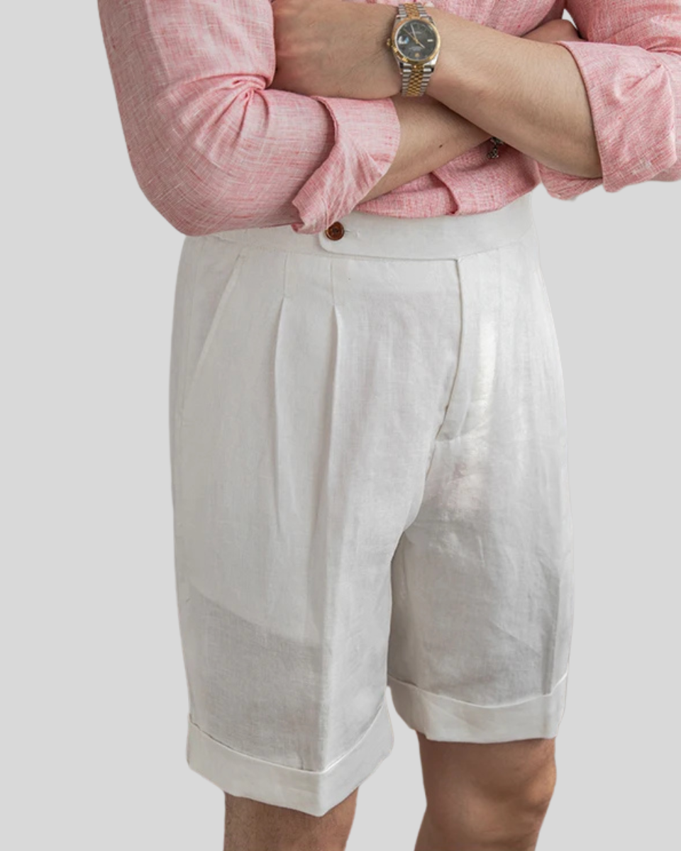 Oxford Geplooide Korte Broek - Wit