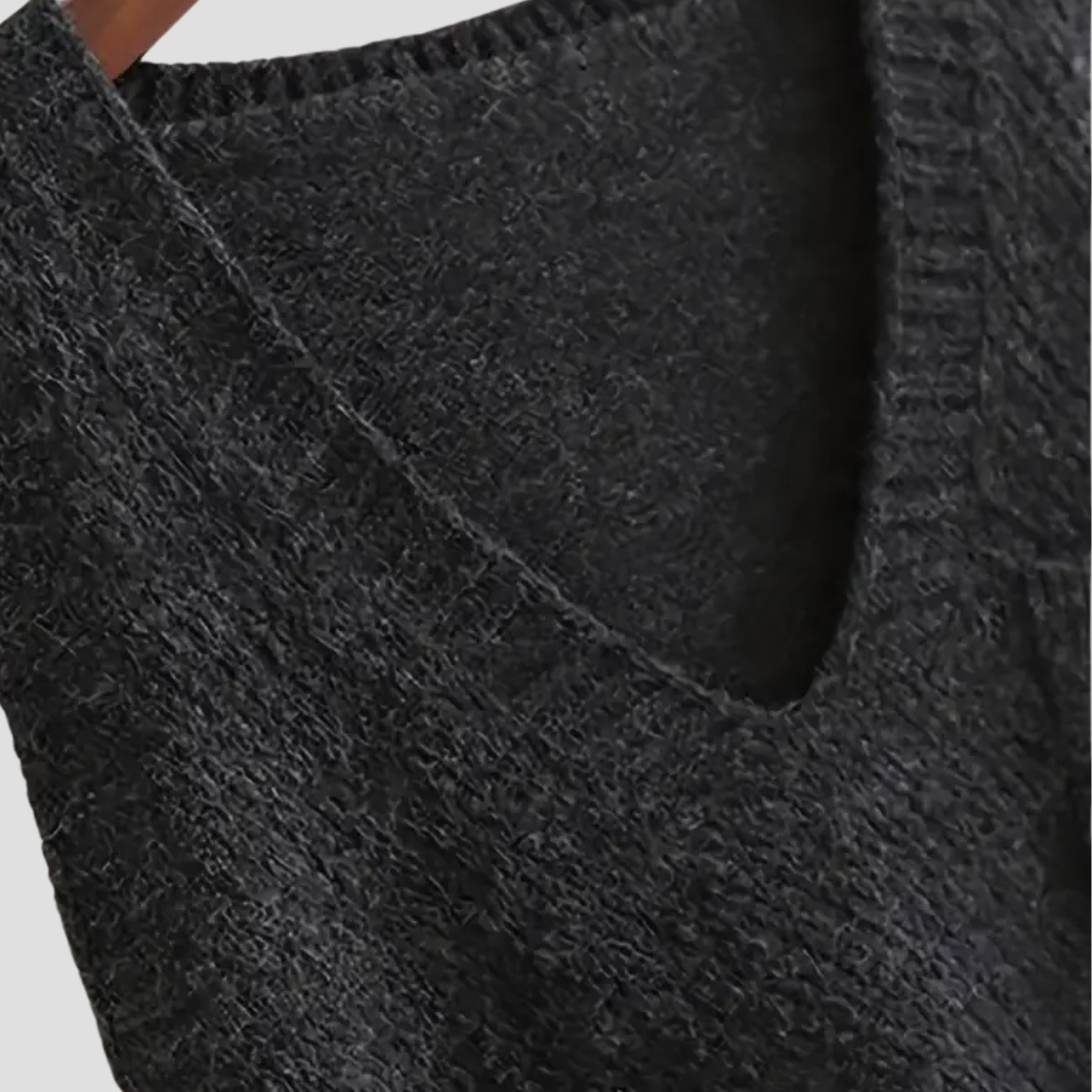 Women's Knitted Vest V-Neck Sleeveless Soft Black