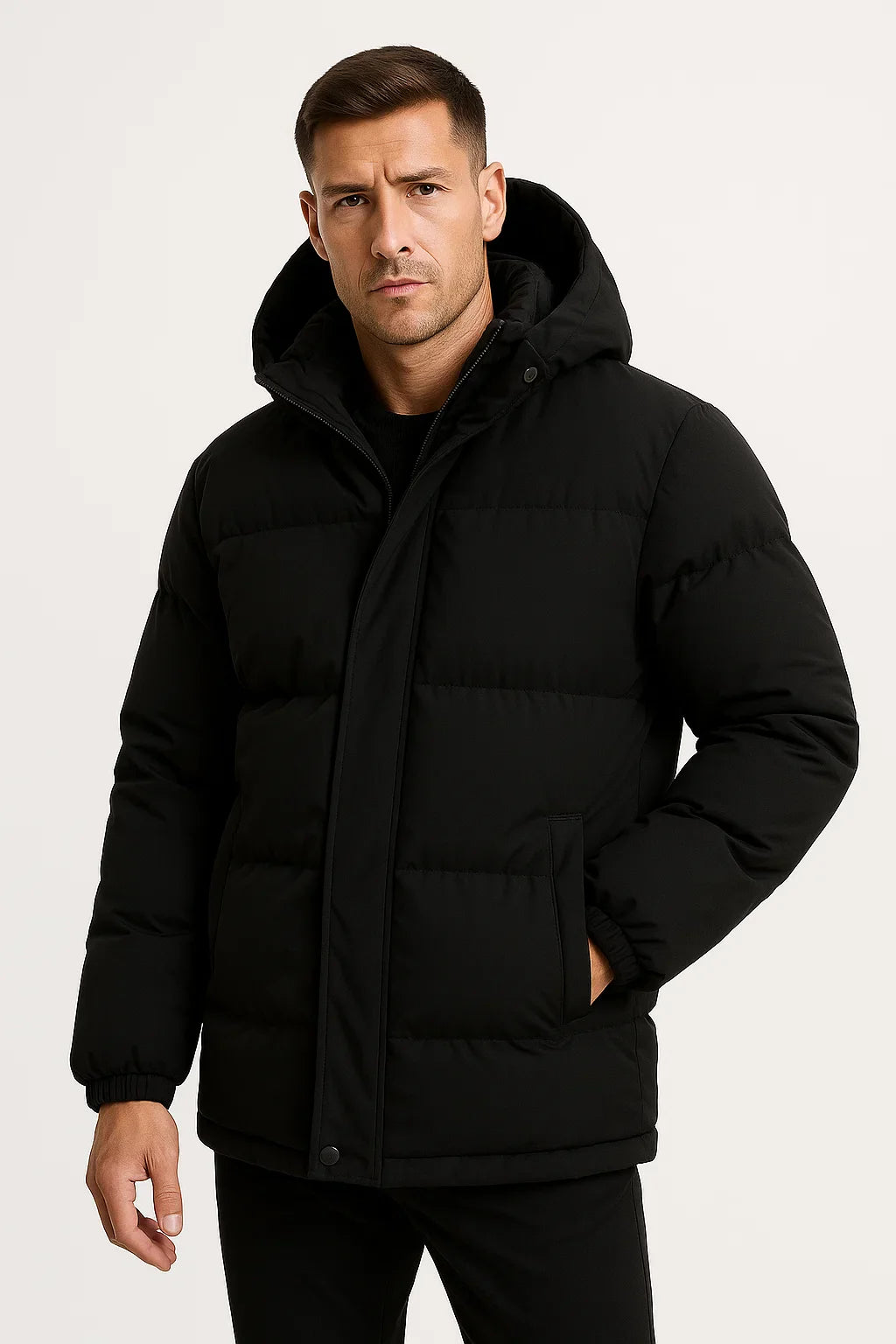 Men's Winter Jacket Hooded Windproof Casual Loose Fit Parka