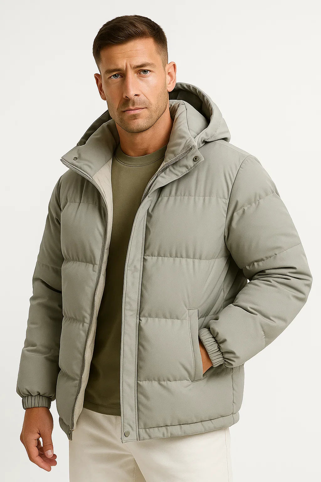 Men's Winter Jacket Hooded Windproof Casual Loose Fit Parka