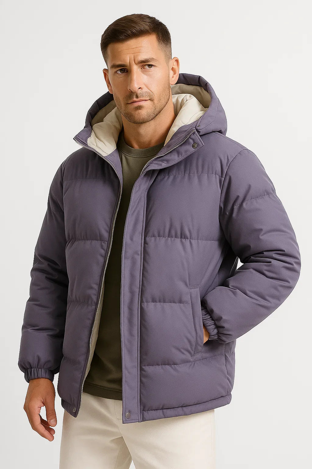 Men's Winter Jacket Hooded Windproof Casual Loose Fit Parka