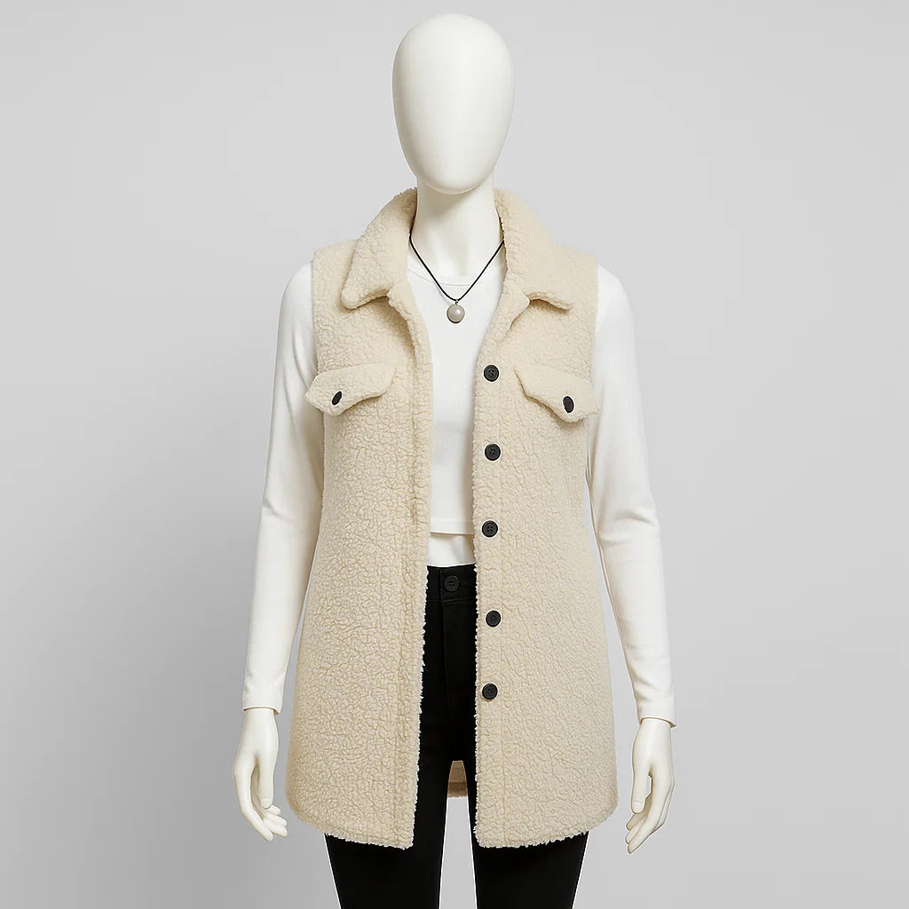 Women’s Sleeveless Long Vest | Cozy Casual Layer for Fall