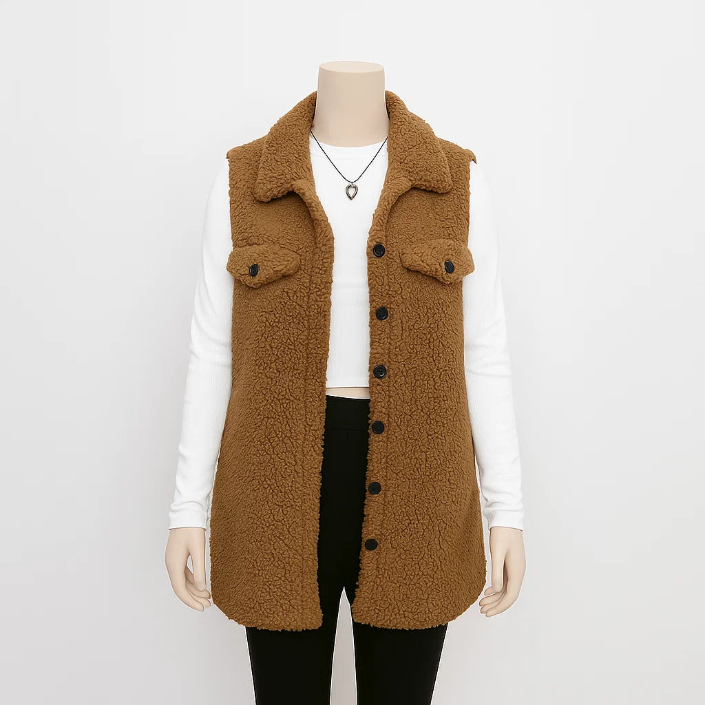 Women’s Sleeveless Long Vest | Cozy Casual Layer for Fall