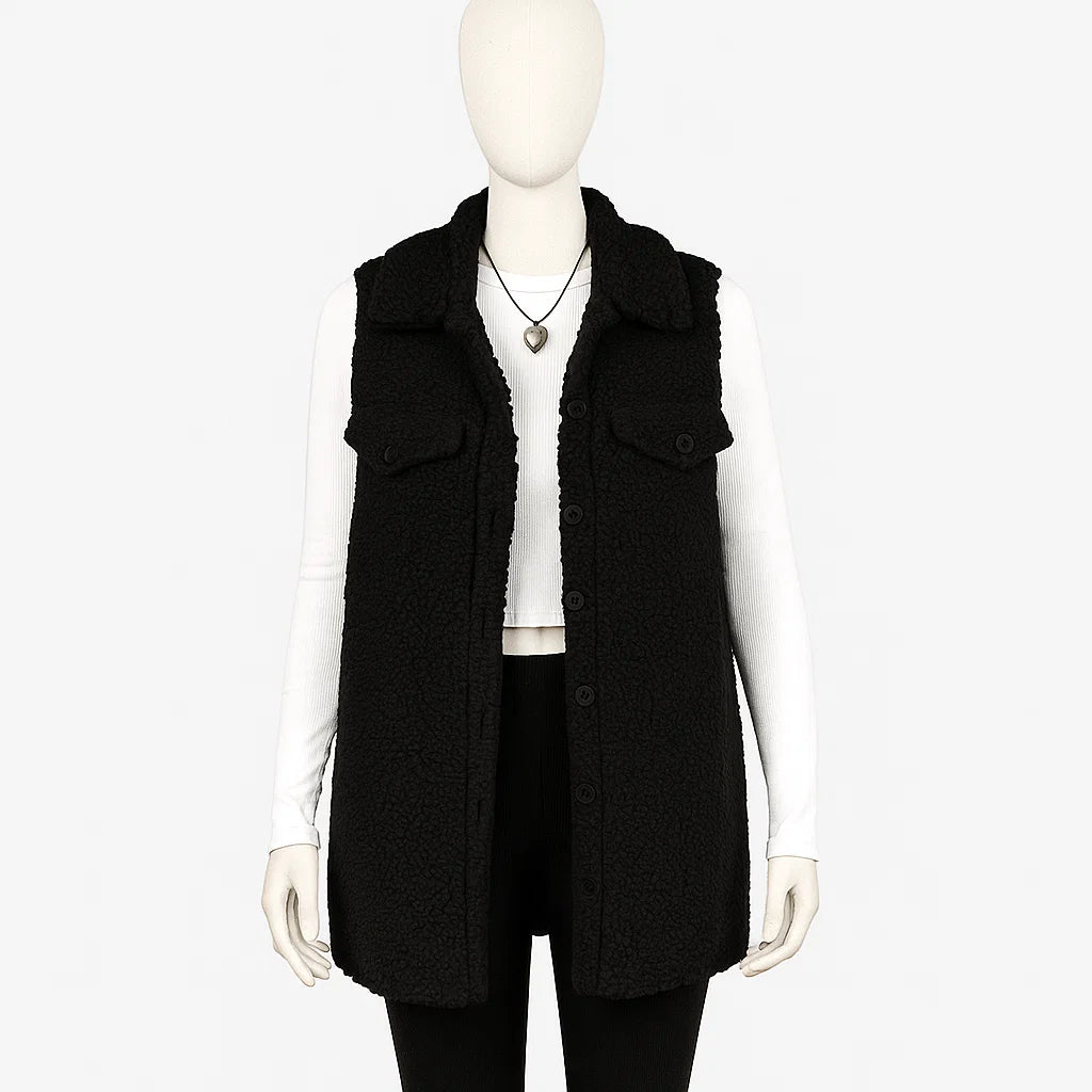 Women’s Sleeveless Long Vest | Cozy Casual Layer for Fall