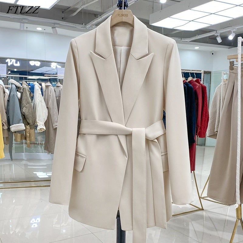Nurozis | Elegant Longline Blazer with Belt