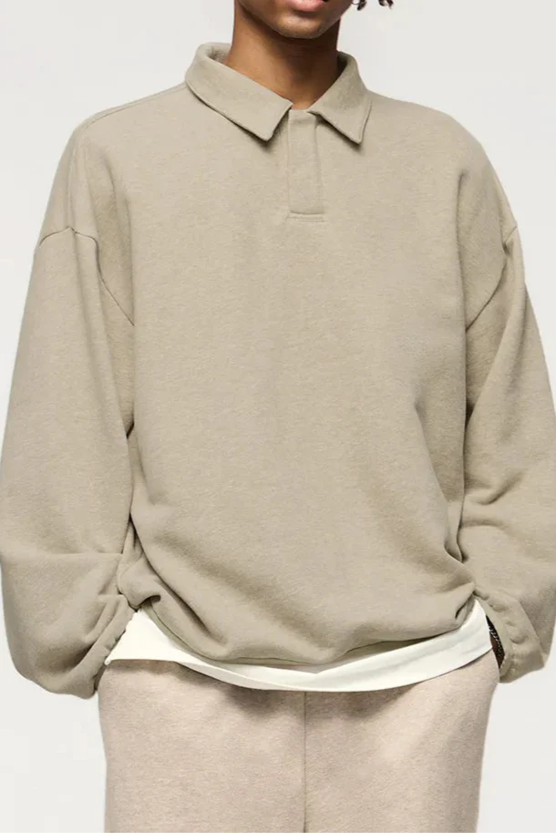 Men’s Wool Polo Sweater – Warm Beige