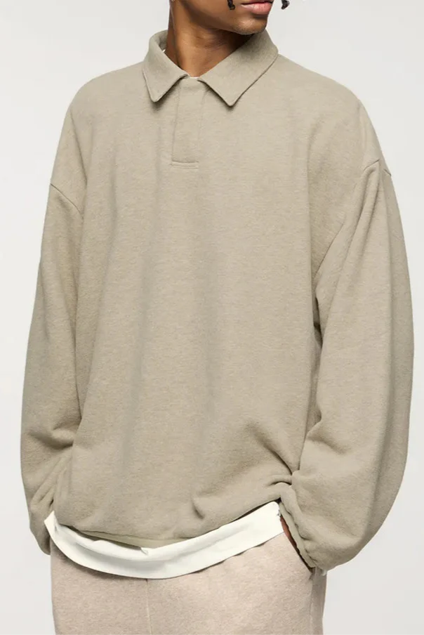 Men’s Wool Polo Sweater – Warm Beige