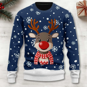 Unisex Cartoon Reindeer Sweater | Cozy Christmas