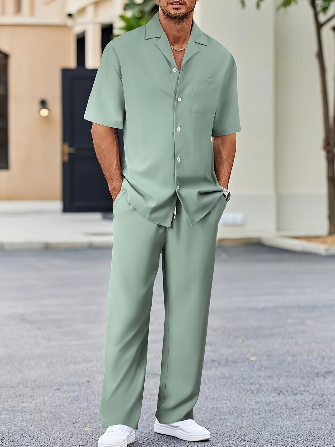 Men’s Two-Piece Set | Suit-Inspired Shirt & Trousers | Stylish & Comfortable