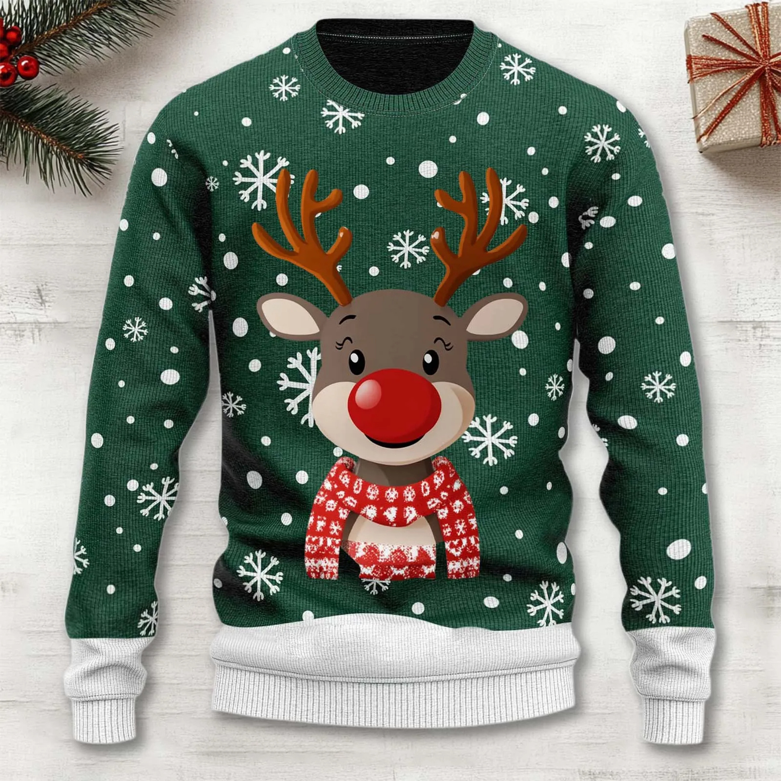Unisex Cartoon Reindeer Sweater | Cozy Christmas