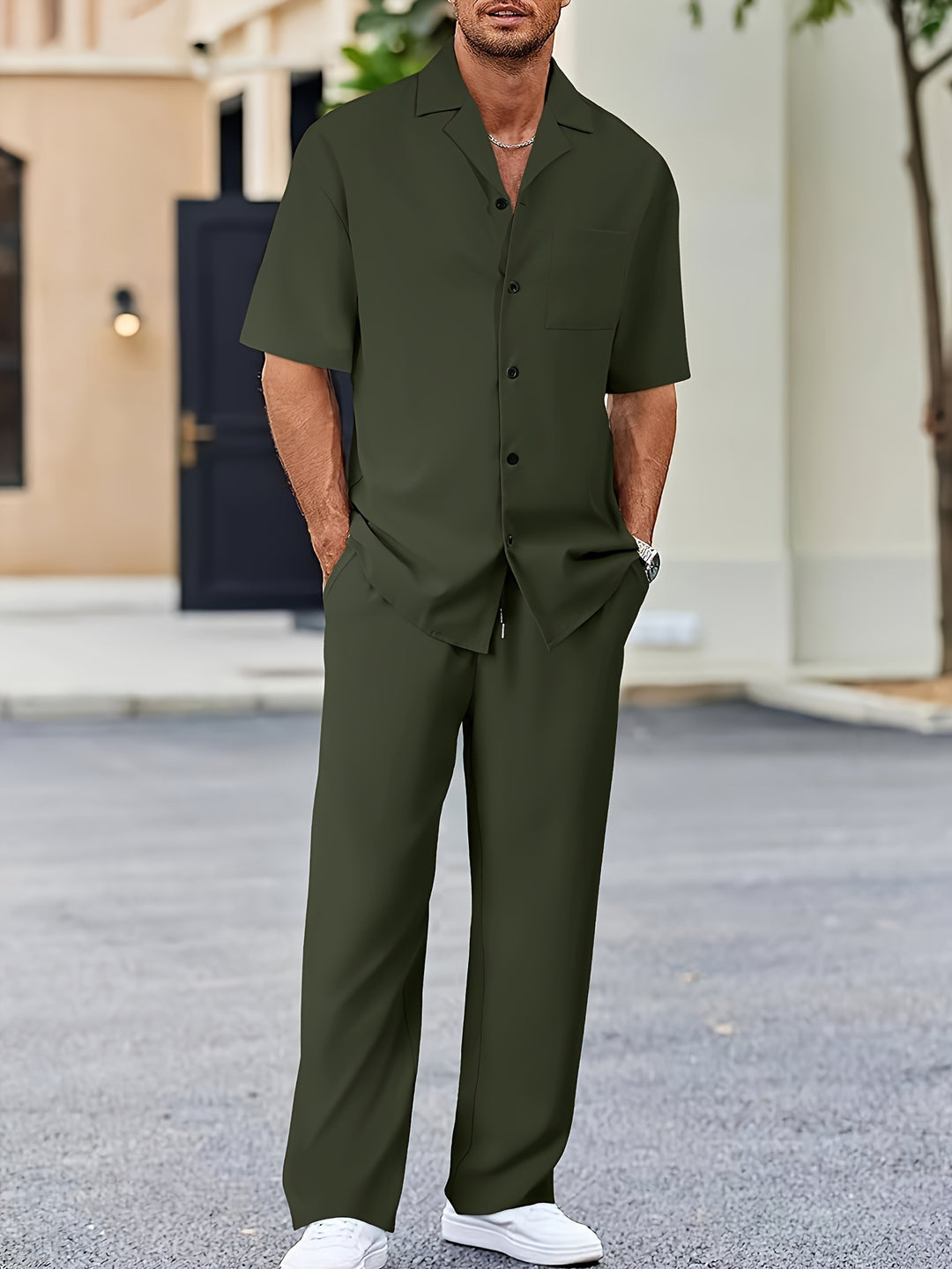 Men’s Two-Piece Set | Suit-Inspired Shirt & Trousers | Stylish & Comfortable