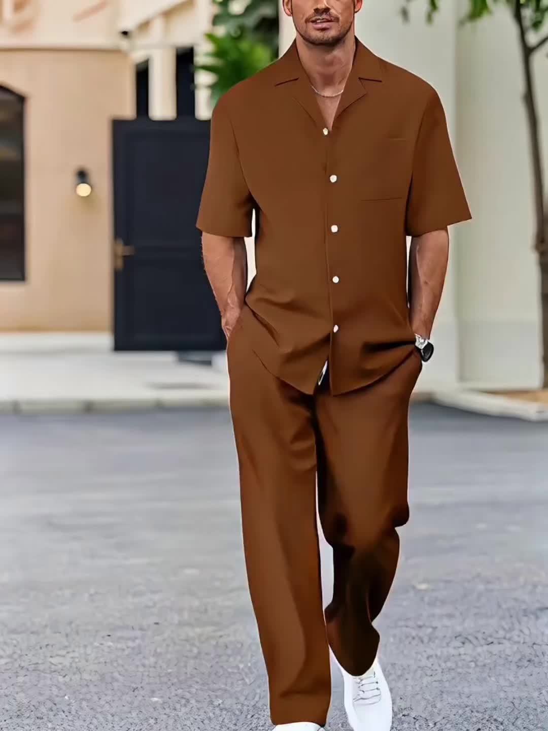 Men’s Two-Piece Set | Suit-Inspired Shirt & Trousers | Stylish & Comfortable