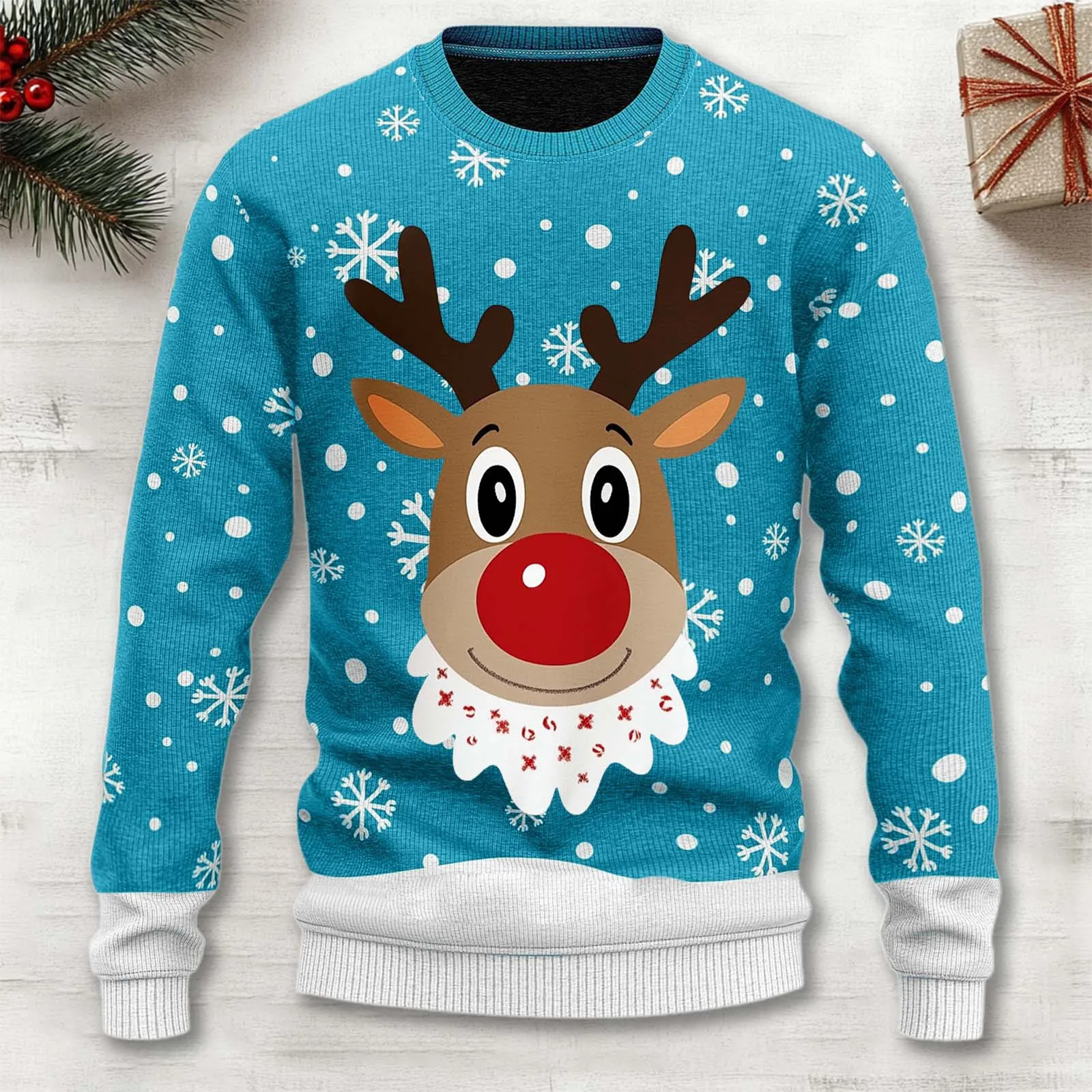 Unisex Cartoon Reindeer Sweater | Cozy Christmas