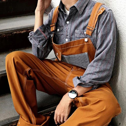 Heren Casual Vintage Cargo Overalls met meerdere zakken