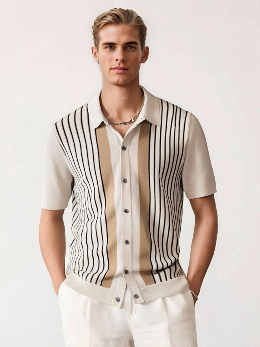 Nurozis | Men’s Polo with Contrast Stripe Button Closure