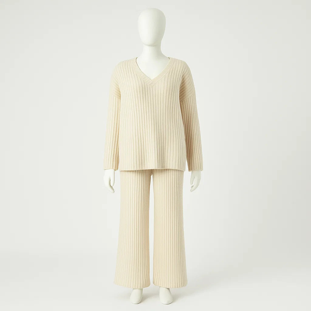 Women Casual Knitwear Set | Soft V-Neck