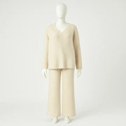 Women Casual Knitwear Set | Soft V-Neck